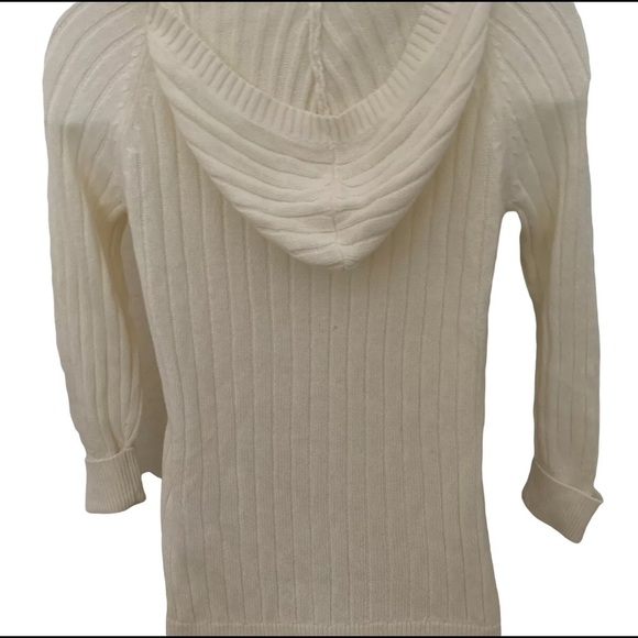 Gap Women’s M Medium Cream Off-White Hoodie Cable Sweater - Picture 3 of 5